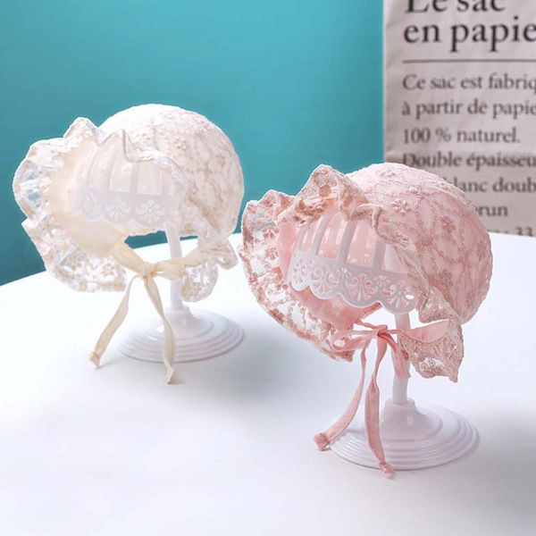 

cute newborn baby lace hat pgraphy props summer baby girl sun hat breathable cotton infant bonnet caps high quality, Yellow