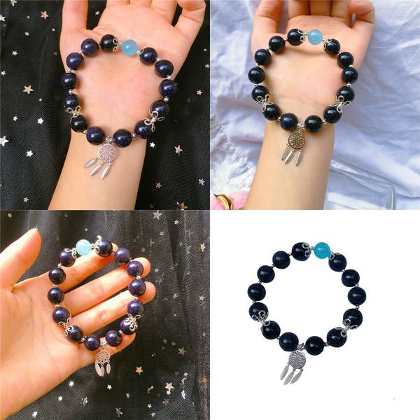 

925 blue sand the moon and stars bracelet silver hand decorate trend lovers jewelry crystal bracelets kids bracelets rosary bracelet, Black