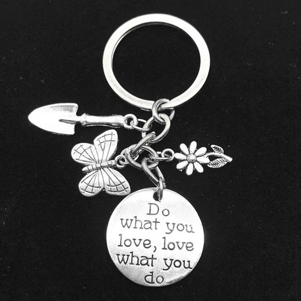 

аксессуары и украшения делать то, что вы любите цветок бабочки лопатой кулон кольцо ключа diy творческого садовник брелок флорист дар мужчин, Slivery;golden