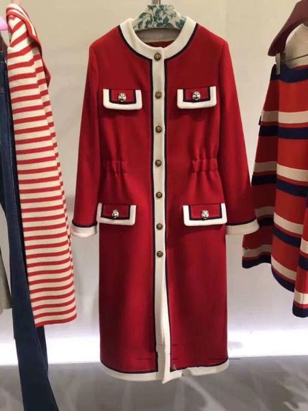 

новый большой размер осень зима тип дамы длинные ветер рубашки пальто с кнопками на талии, Black