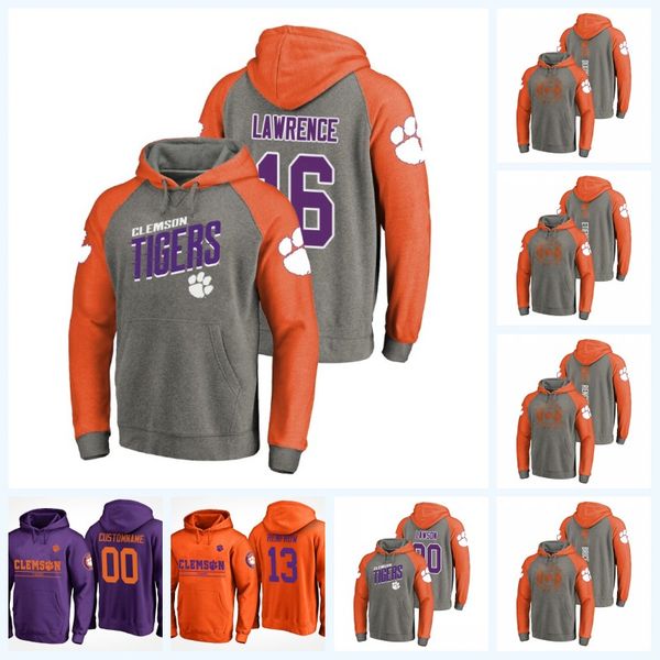 

16 Trevor Lawrence Clemson Tigers Hoodie 9 Travis Etienne 8 Justyn Ross 11 Isaiah Simmons 13 Hunter Renfrow NCAA College Football Jersey