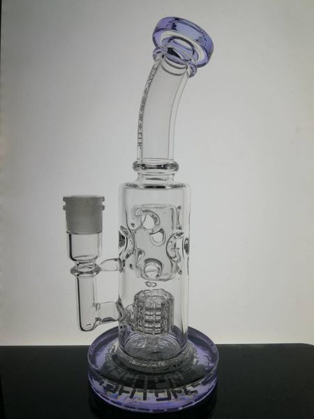 Lila 21,5 cm hoch/Gelenk 14,4 mm Glasbongs Fab Egg Torus Raucherwasserpfeifen gerade Fabeggo Oil Dab Rigs Honeycomb Perc Bongs Shisha