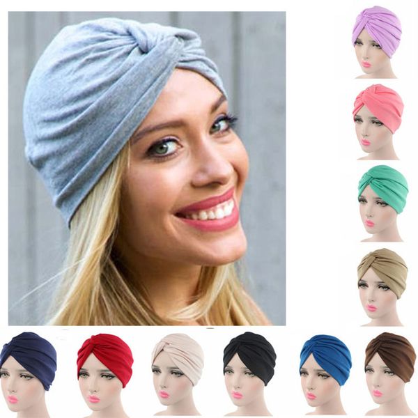

headwaerhat soft cotton elastic turban hat chemo hat hair covering hijab beanie head wrap twist turban doo rag