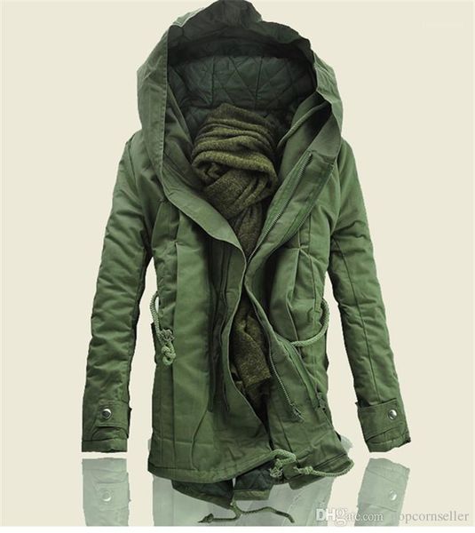 

long style cotton padded coat plus size military jacket gentlemen coats mens fashion designer jackets winter hooded, Black;brown