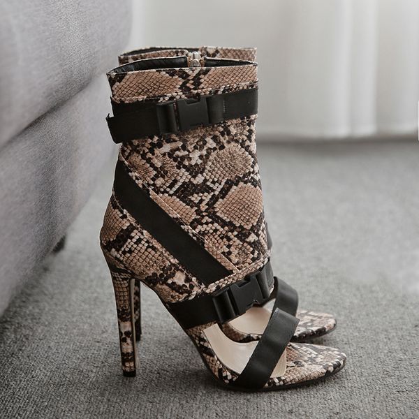 

size 35-42 women gladiator shoes autumn open toe ankle boots fashion womans sandals boots ladies high heels stiletto, Black