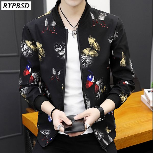 

весна мужская куртка 2020 мода печатных корейский slim fit стенд бейсбол куртка мужчины верхняя одежда с длинным рукавом повседневная бомбар, Black;brown