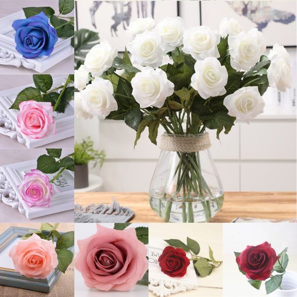 Künstliche Einzelrose, fühlt sich echt an, Material, künstliche Blumen, Rose, Hochzeit, Hand hält Rose, künstliche Seidenrosen mit einem Stiel