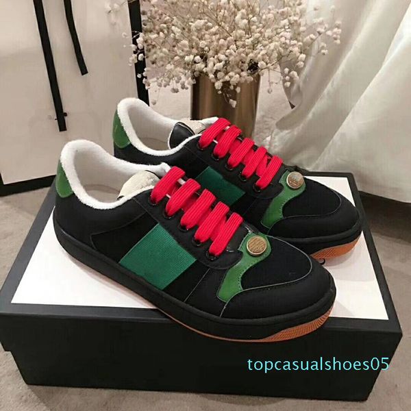 

wholesale designer skate shoes for men screener leather sneaker green rubber sole lace-up casual shoes sneaker designer l02 t05, Black
