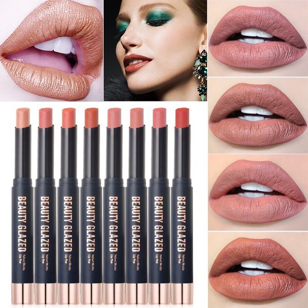 

beauty glazed matte lipstick make up lips gloss waterproof moisturizer liquid lipstick nutritious easy to makeup matt lipgloss epacket free