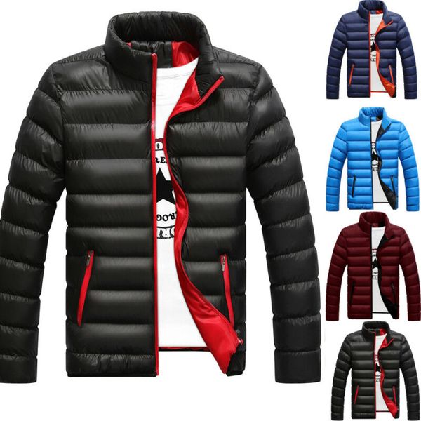 

winter jacket men 2019 new cotton padded thick jackets parka slim fit long sleeve quilted outerwear clothing warm coats, Tan;black