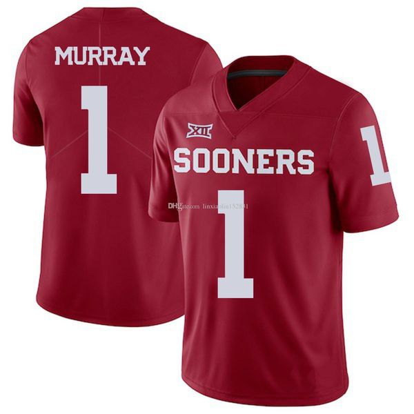 

kyler murray stitched men's oklahoma sooners #1 red white college player jersey draft first round pick, Black