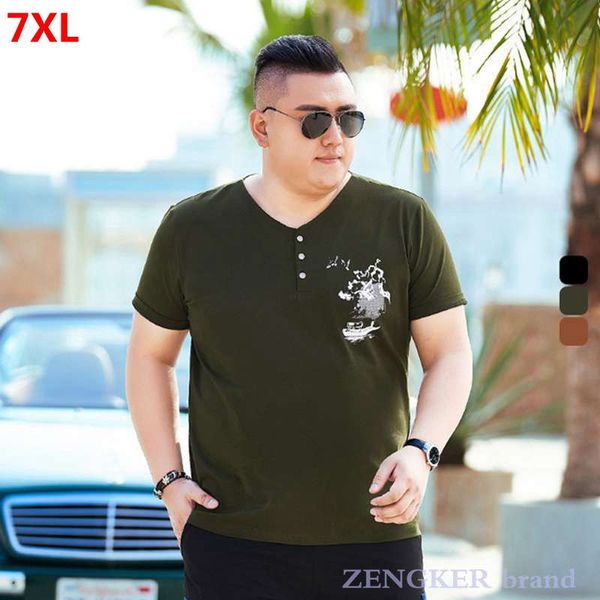 

trendy short-sleeved t-shirt men's collar plus size men's cotton button half-sleeved v-neck bottoming shirt oversized, White;black