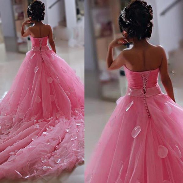 

setwell pink a-line flower girls' dress sleeveless floor length chapel train birthday party pageant gown for girls, White;blue