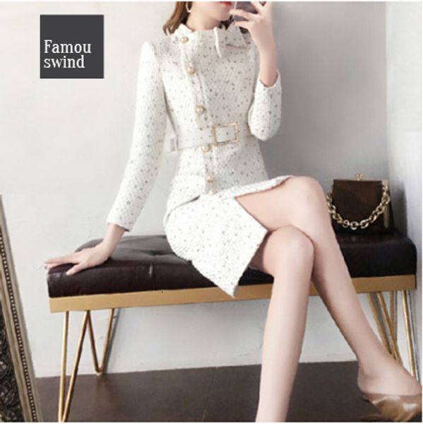 

dress vestidos 2019 new arrival autumn and winter runway women elegant tweed bow collar long sleeve female fashion chic dresses, Black;gray
