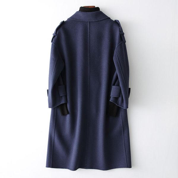 

women's wool & blends double-sided coat women spring autumn long jacket elegant ladies coats and jackets 2021 manteau femme kqn38067-2, Black