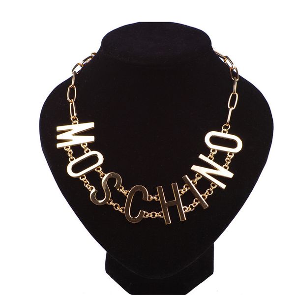

punk style women's necklace with logo fashion brand alloy necklace for ladies hip hop style necklace for bar, Silver