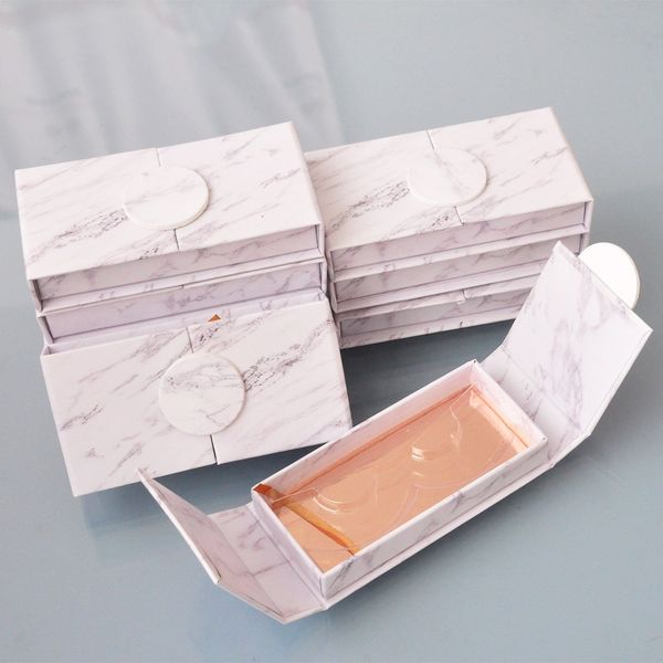 

wholesale false eyelash packaging box lash boxes packaging custom private logo faux mink lashes strips marble magnetic empty case vendors
