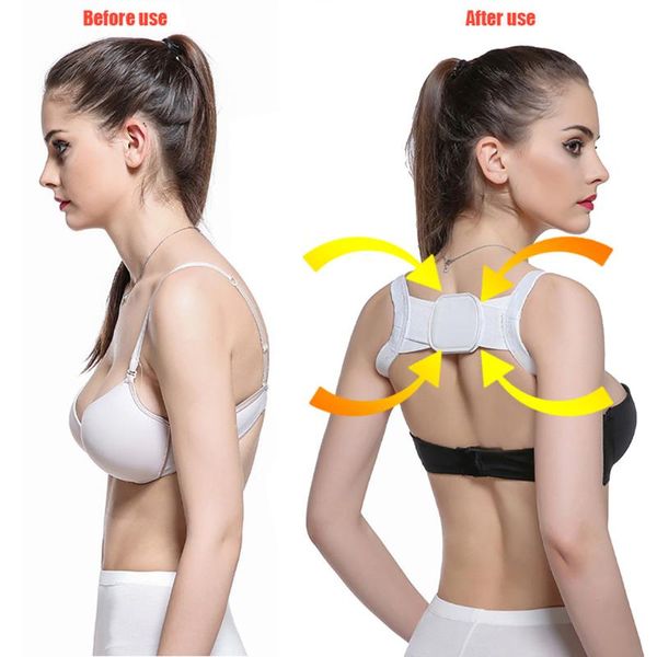 

posture corrector back support shoulder belt rectify straighten correction men women children shoulders chest belt #s, Black;blue