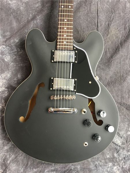

black matt custom hollow f empty jazz guitar electric guitar new wholesale. good sound quality, new style, ing