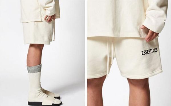 

men high street elastic waist shorts pants women hip hop essentials print fear of god pants lovers cutton solid color casual pants, Black