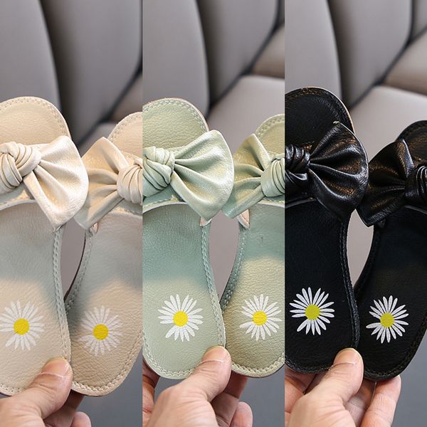 

7x2pa children' 2020 children children slippers sandals children' slippers cute bow girl sandals all-match soft-soled princess, Black;grey