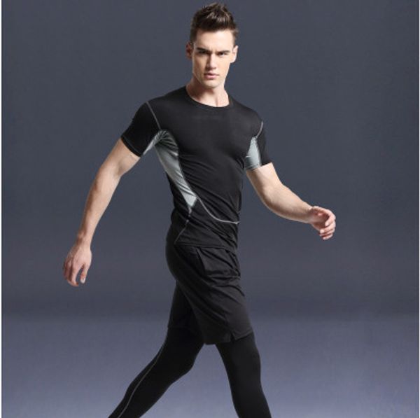 

men summer tracksuits mens designer fitness clothes casual quick dry running trainning sports suits high end, Gray