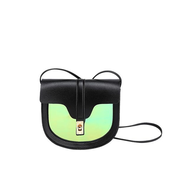 

2020 fashion personality contrast color women's bag handbags single shoulder bag corssbody purse laser semicircle saddle