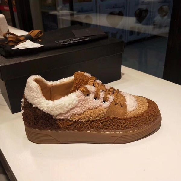 

2019 autumn and winter new casual shoes color matching sheep fur one snow boots women, Black