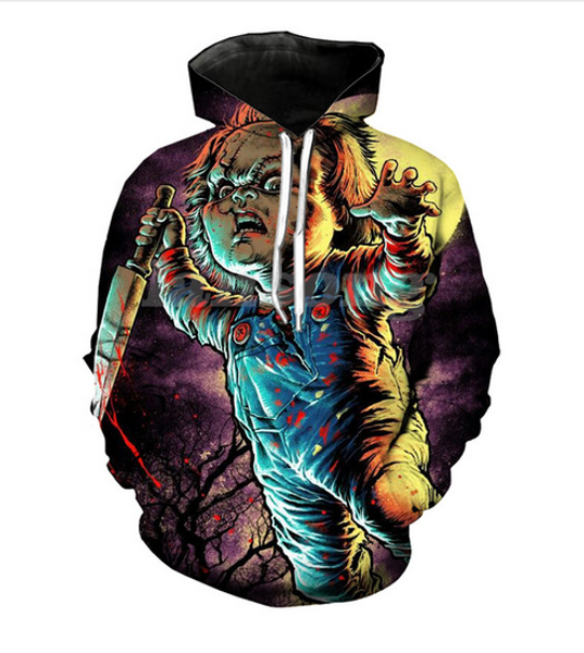 

new fashion cool sweatshirt hoodies 3d print mens womens casual seed of chucky style streetwear clothes rl0227, Black