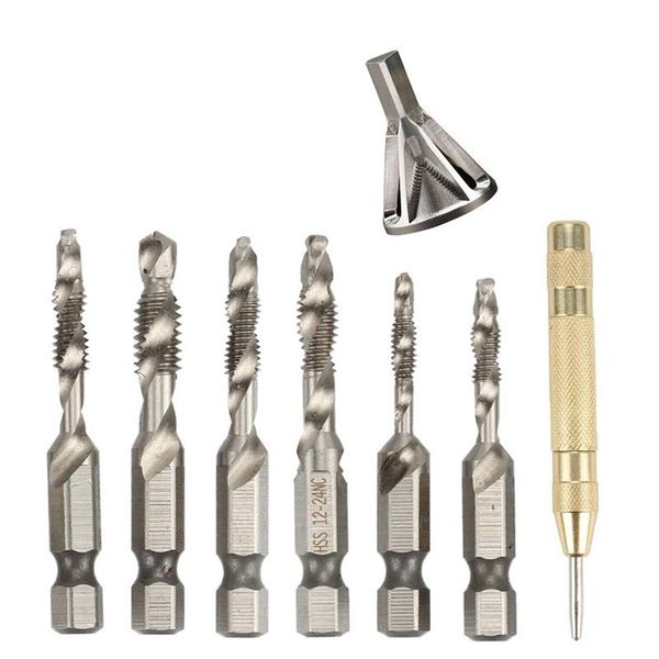 

deburring external chamfer tool, 6pcs combination drill and tap bit set 6-32nc 8-32 nc 10-32 nc 10-24 12-24 1/4-20 nc,5 in