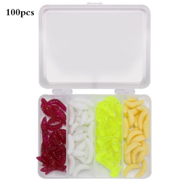 

100 pcs/set soft fihsing bait set fishing lures artificial bread fishing baits with tackle box accessories