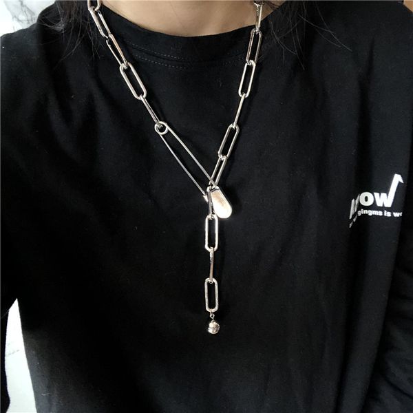 

мода металлического штырь ожерелье битник хип-хоп холодный ветер y-образные мужчины и женщины дикого ожерелье горячей продажи, Silver