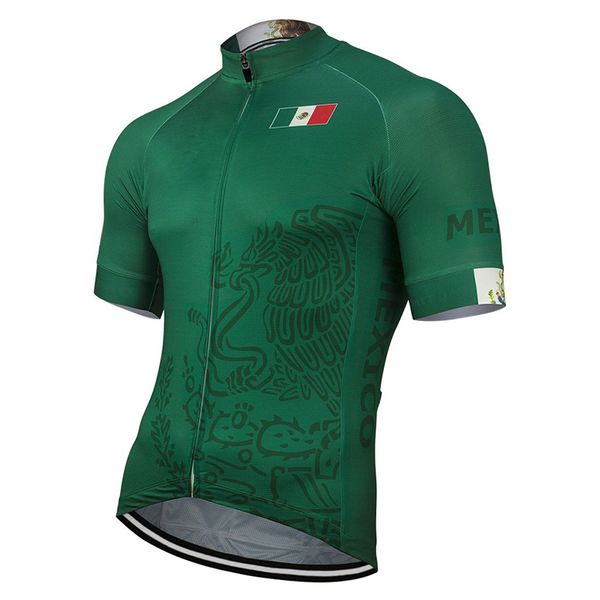 

mexico 2020 team new summer breathable green cycling jersey men bicycle wear bike road mountain race customized, Black;red
