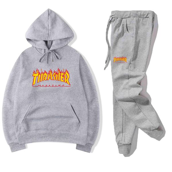 

мужские tracksuit модельер толстовки + брюки 2 бюстье solid color brand техники костюмы 2019 высокого качества костюмы для mens, Gray