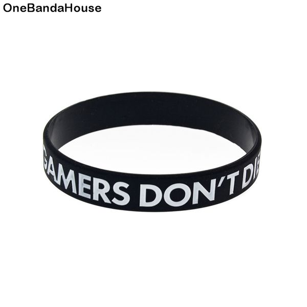 

100pcs gamers do not die they respawn silicone rubber bracelet ink filled logo for game fans gift, Black