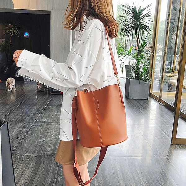 

sumple women's bucket bag women bags 2019 summer large capacity shoulder bag casual messenger fashion bucket #20