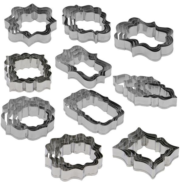 4 teile/satz Edelstahl Cookie Mold Fondant Cookie Cutter Set DIY Gebäck Fondant Form Dekorieren Rahmen Schneider