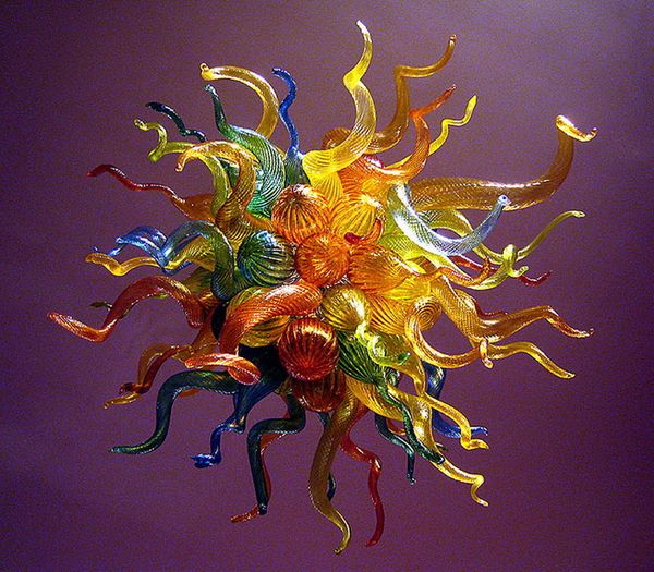 

multi colored blown glass chandelier lighting golden hanging lamp design modern chihuly home indoor light fixtures