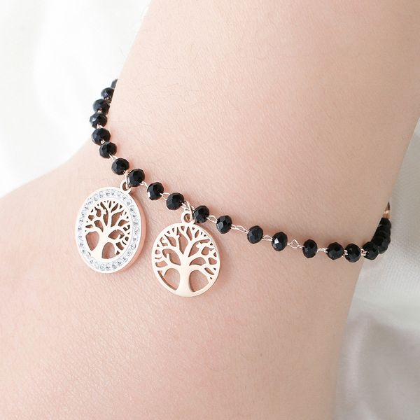 

sunsky stainless steel tree of life wish fashion circular bracelet for women, Golden;silver