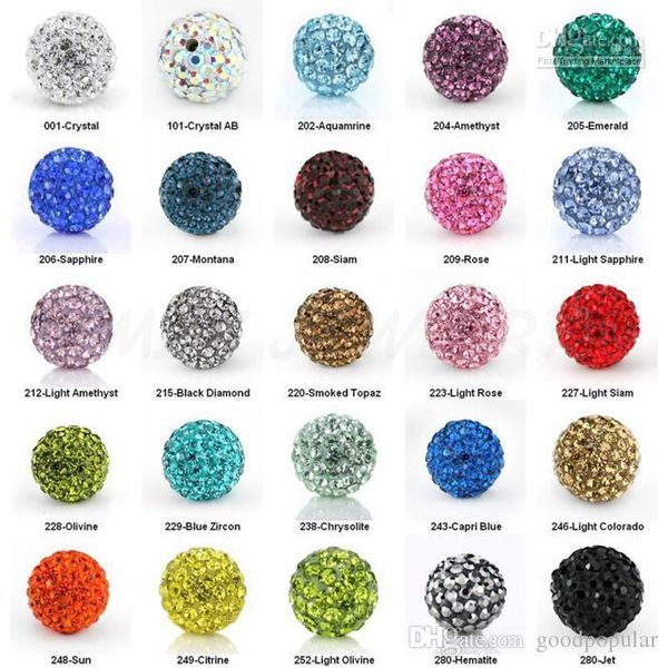 

100pcs/lot 10mm mixed color micro pave cz disco ball crystal crystal bead bracelet necklace beads. e23