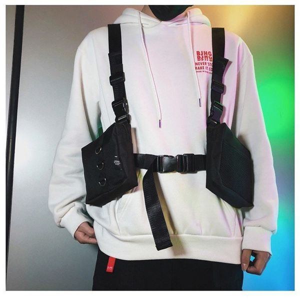 

fashion chest rig for men waist bag ins streetwear functional walkia tactical hip hop shoulder bag crossbody bags men canvas, Camo;black