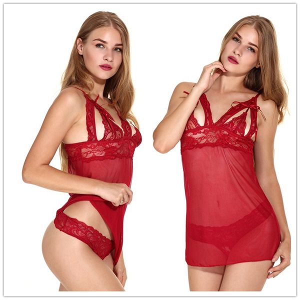 

женщины сексуальное женское белье ночное белье g строка красный кружева слинг пижамы плюшевые мишки боди женский babydoll пижамы плюс размер, Red;black