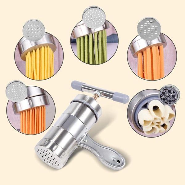 

stainless steel manual noodle maker press pasta machine noodle cutter with pressing moulds making spaghetti kitchen tools