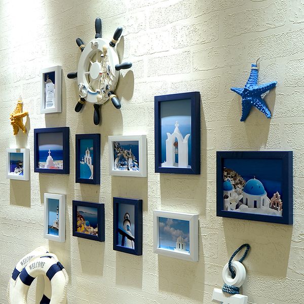 

mediterranean style 11pcs/set living room p frame creative wall hanging picture frames kit for home decor marcos para fotos