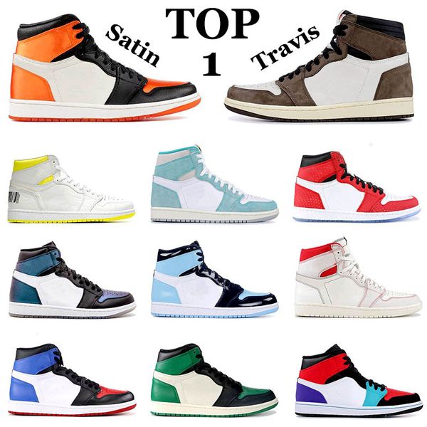 

1s satin shattered backboard travis scott paris men womens basketball shoes golden air jordan retro 1 mens trainers sneakers
