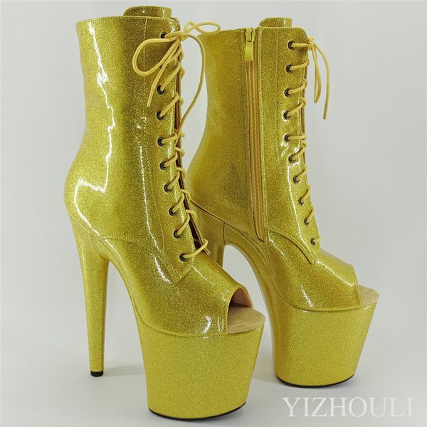 

pu vamp 20cm stiletto party heels, pole dancing boots, banquet wedding stage show 8-inch ankle boots, Black