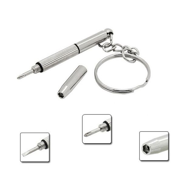 

new fashion multifunctional outdoor combination tool screwdriver portable mini utility pocket multi tool keychain key ring clasp, Silver