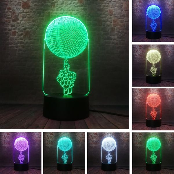 

2019 amazing 3d sports fans favor hand basketball volleyball shooting football 7 color night light led gifts drop shipping
