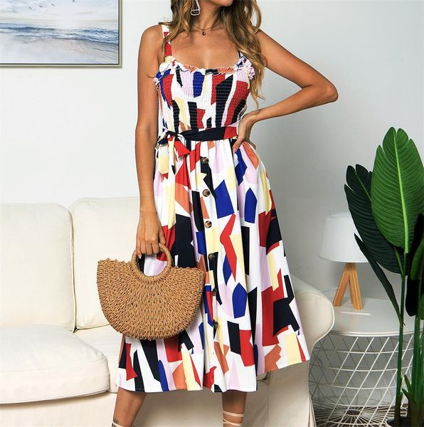 

женское дизайнерское платье слинг взъерошенный подсолнечник принт строка кнопка платье, Black;gray