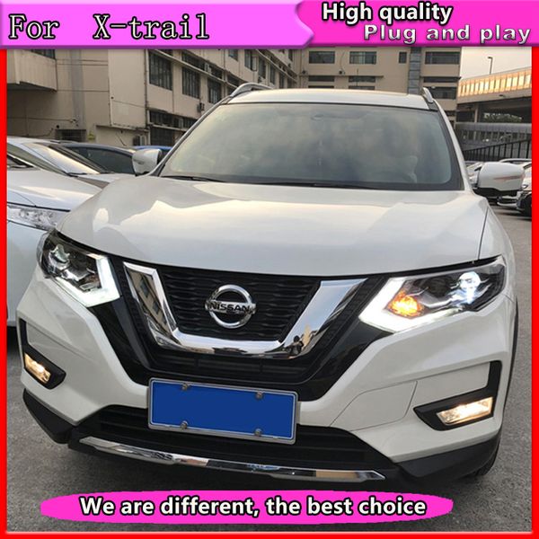 

car styling for x-trail headlights 2014-2016 for x-trail led headlight drl lens double beam h7 hid xenon bi xenon
